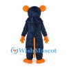 Mouse Mascot Costume in Navy Blue with Orange Ears and Tail