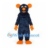 Mouse Mascot Costume in Navy Blue with Orange Ears and Tail