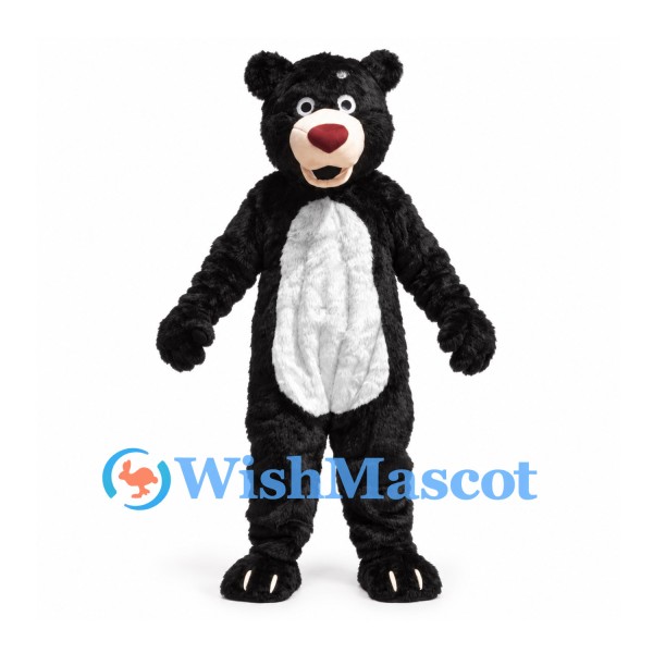 Black Bear Mascot Costume with Silver Gray Belly