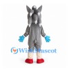 Spiked Monster Mascot Costume in Gray with Blue Muzzle and Red Shoes