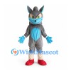 Spiked Monster Mascot Costume in Gray with Blue Muzzle and Red Shoes