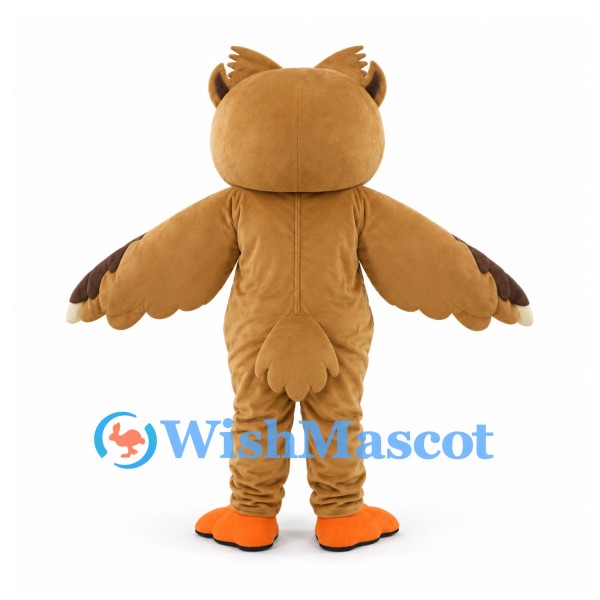 Owl Mascot Costume in Brown with Cream Chest