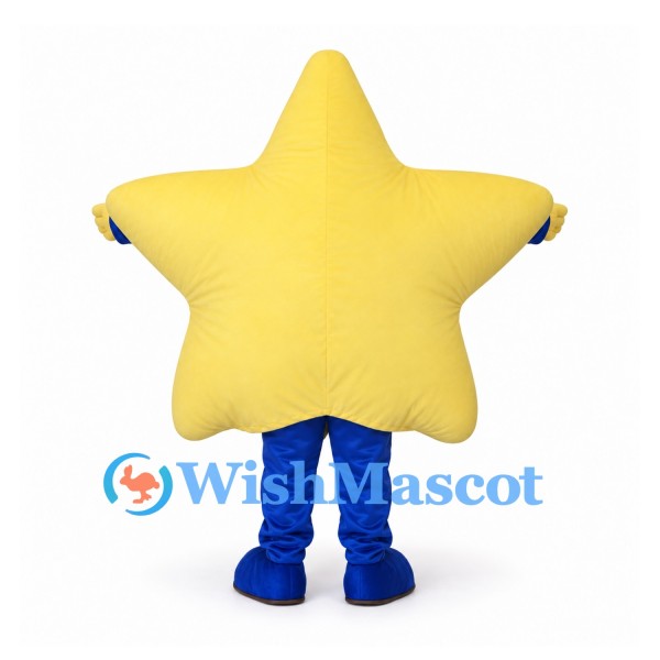 Star Mascot Costume in Yellow with Smiling Face