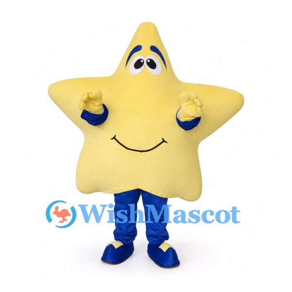 Star Mascot Costume in Yellow with Smiling Face