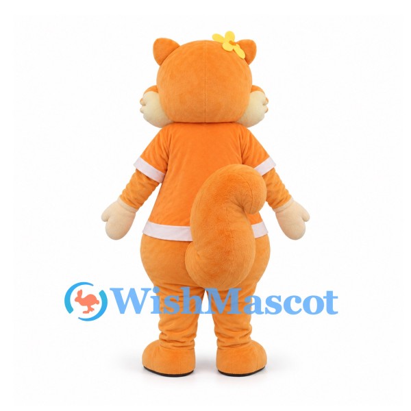 Squirrel Mascot Costume in Orange with Curled Tail