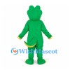 Crocodile Mascot Costume in Green with Yellow Belly and Open Mouth