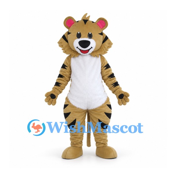 Tiger Mascot Costume in Tan with Black Stripes