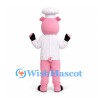 Pig Chef Mascot Costume with White Jacket and Tall Hat