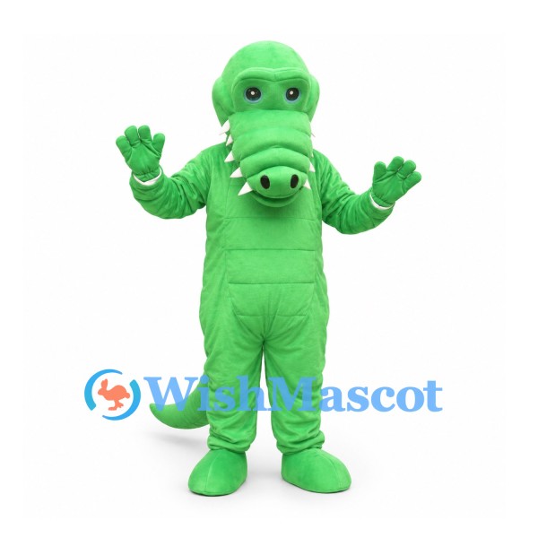 Crocodile Mascot Costume in Green with Long Snout and Tail