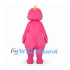 Dinosaur Mascot Costume in Pink with White Belly and Yellow Horn