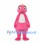 Dinosaur Mascot Costume in Pink with White Belly and Yellow Horn
