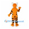 Tiger Mascot Costume in Orange with White Cheeks and Black Stripes