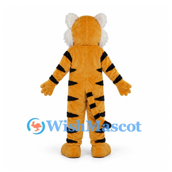 Tiger Mascot Costume with White Belly and Black Stripes