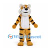 Tiger Mascot Costume with White Belly and Black Stripes