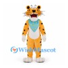 Leopard Mascot Costume in Yellow with Blue Spotted Scarf