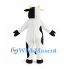 Cow Mascot Costume in White with Black Patches