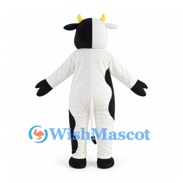 Cow Mascot Costume in White with Black Patches