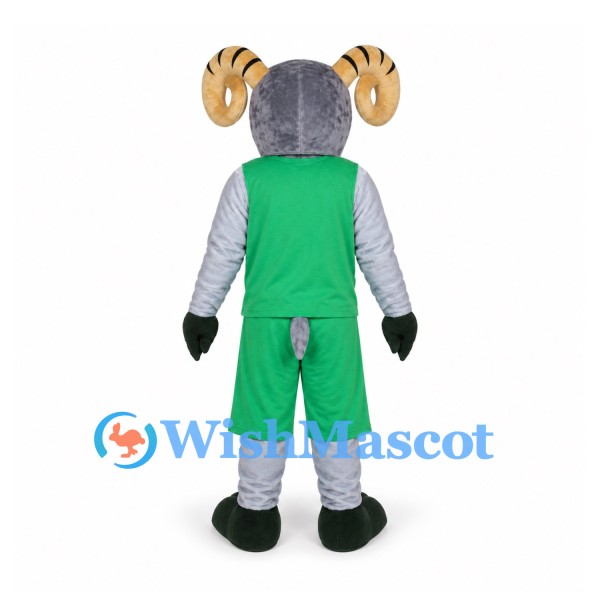Ram Mascot Costume with Green Sports Outfit