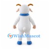 Sheep Mascot Costume in White with Blue Collar and Hooves