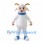 Sheep Mascot Costume in White with Blue Collar and Hooves