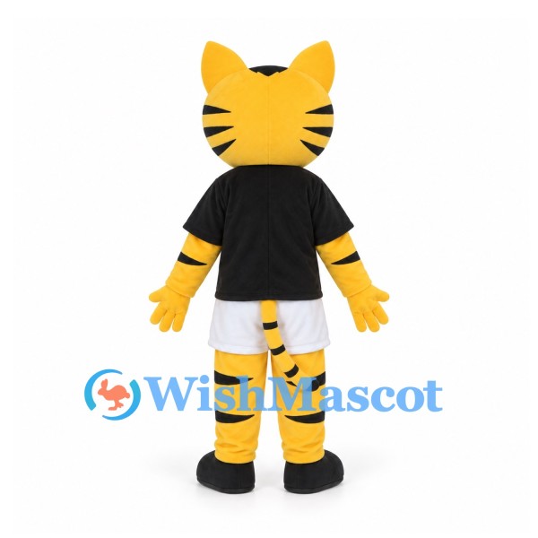 Tiger Mascot Costume with Black Shirt and White Shorts