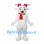 Sheep Mascot Costume in White with Red Scarf and Pink Bows