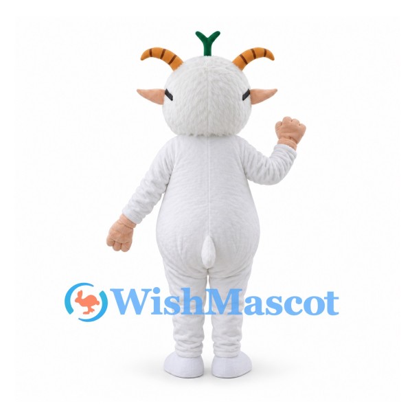 Sheep Mascot Costume with Glasses and Green Head Sprout