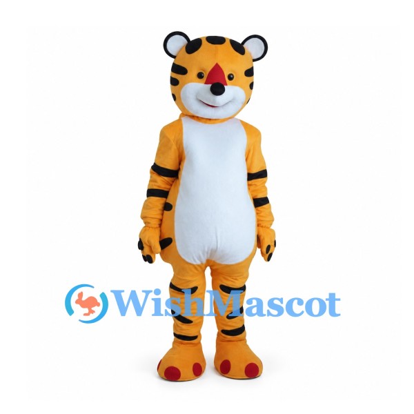 Tiger Mascot Costume in Yellow with Red Nose