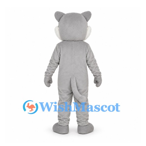 Cat Mascot Costume in Gray with White Belly and Blue Eyes