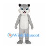 Cat Mascot Costume in Gray with White Belly and Blue Eyes