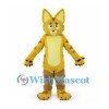 Cat Mascot Costume in Yellow with Brown Striped Legs