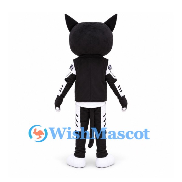 Cat Mascot Costume in Black and White with Printed Tracksuit
