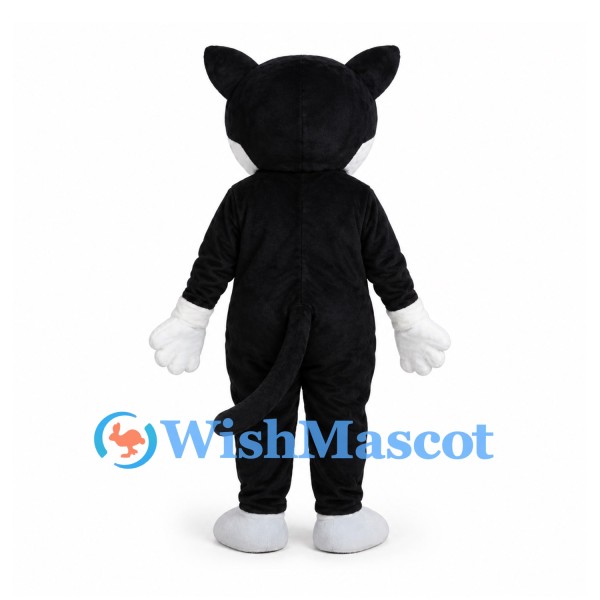 Cat Mascot Costume in Black with White Chest and Paws