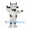 Cow Mascot Costume in White with Black Spots and Curled Horns