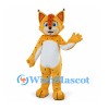 Lynx Mascot Costume in Yellow with Tufted Ears and White Belly