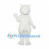 Cat Mascot Costume in White with Red Eyes and Pink Nose