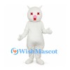 Cat Mascot Costume in White with Red Eyes and Pink Nose