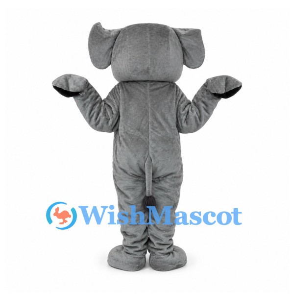 Elephant Mascot Costume in Gray with Red Trunk Tip