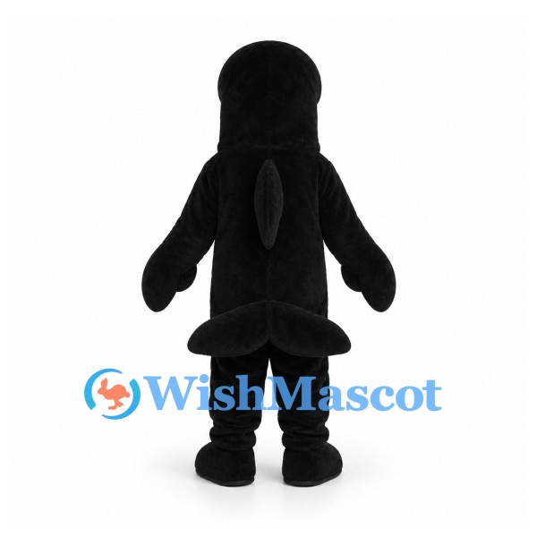 Killer Whale Mascot Costume in Black with White Belly