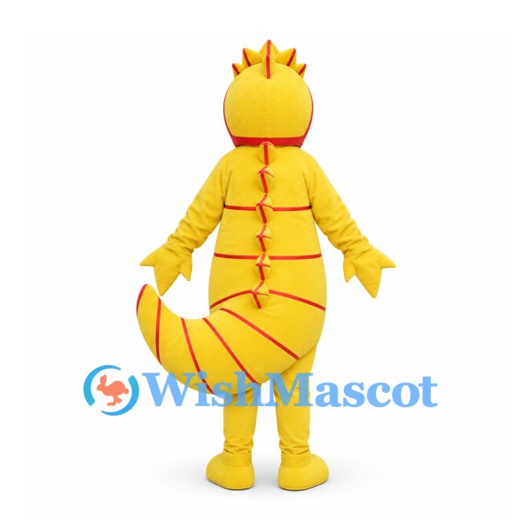 Seahorse Mascot Costume in Yellow with Orange Spines