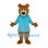 Bear Mascot Costume with Blue Shirt and Brown Body