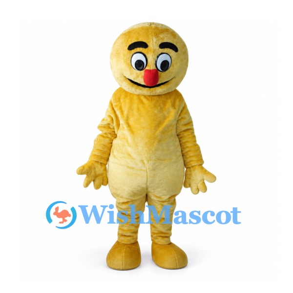 Canary Mascot Costume in Yellow with Red Smiling Mouth