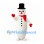 Snowman Mascot Costume with Black Top Hat and Red Mittens