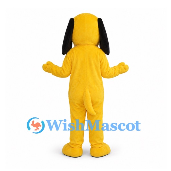 Dog Mascot Costume in Yellow with Black Ears and White Belly
