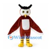 Owl Mascot Costume in Brown with White Chest and Yellow Feet