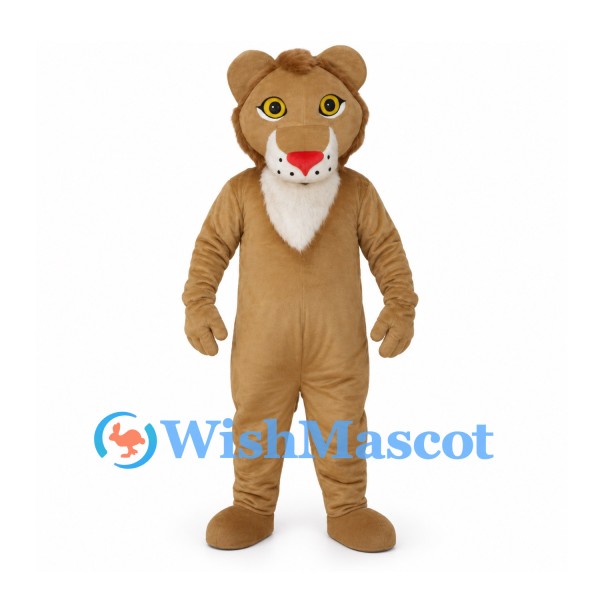 Lioness Mascot Costume in Tan with White Neck Ruff