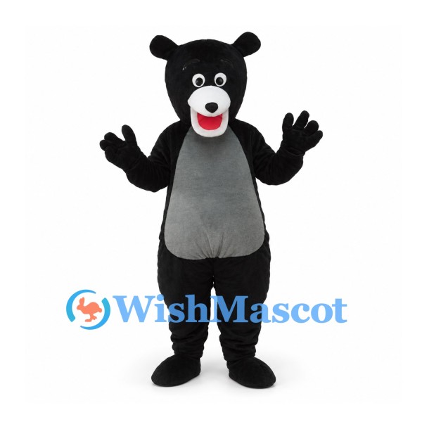 Bear Mascot Costume in Black with Gray Belly