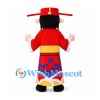 God of Wealth Mascot Costume with Red Robe and Gold Ingot