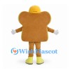 Toast Mascot Costume with Yellow Hat and Smiling Face