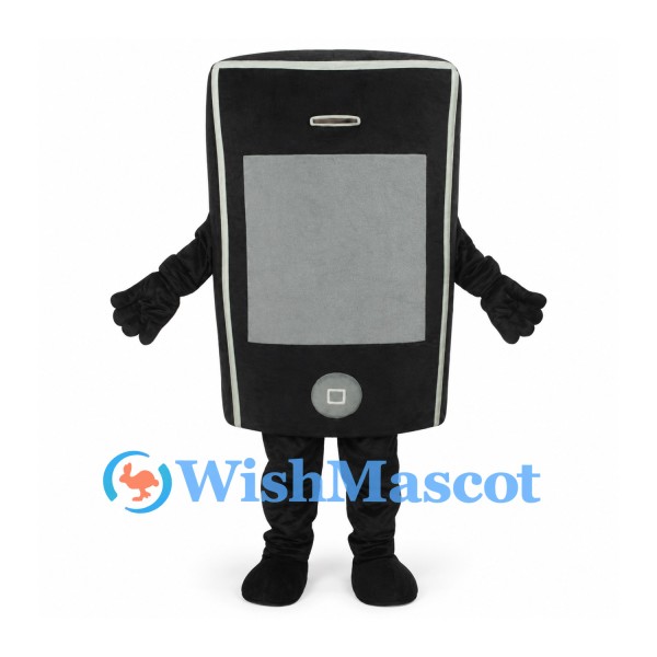 Mobile Phone Mascot Costume in Black with Gray Screen